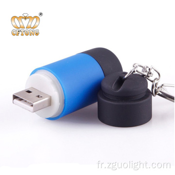 Lampe de poche de poche LED USB Keychain Lampe de poche